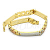 Pulsera Solida 03.102.0046.08 Oro Laminado, Pulido, Tres Tonos (06 MM Thickness, 8 Inches Length)