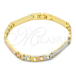 Pulsera Solida 03.102.0046.08 Oro Laminado, Pulido, Tres Tonos (06 MM Thickness, 8 Inches Length)