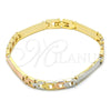 Pulsera Solida 03.102.0046.08 Oro Laminado, Pulido, Tres Tonos (06 MM Thickness, 8 Inches Length)