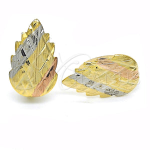 Argolla Huggie 02.163.0060.15 Oro Laminado, Diseño de Oja, Pulido, Tres Tonos