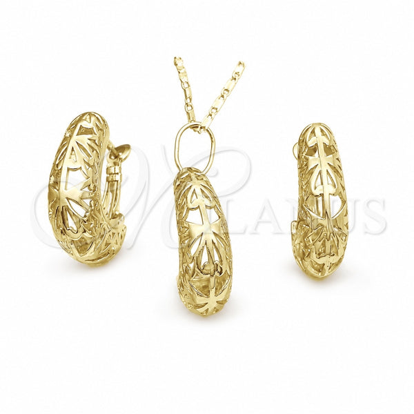 Juego de Arete y Dije de Adulto 10.163.0005 Oro Laminado, Pulido, Tono Dorado