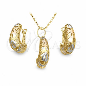 Juego de Arete y Dije de Adulto 10.163.0005.1 Oro Laminado, Pulido, Tres Tonos