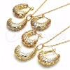 Juego de Arete y Dije de Adulto 10.163.0005.1 Oro Laminado, Pulido, Tres Tonos