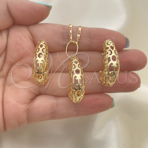 Juego de Arete y Dije de Adulto 10.163.0006 Oro Laminado, Pulido, Tono Dorado