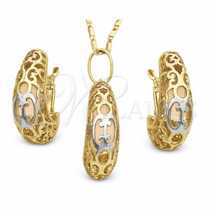 Juego de Arete y Dije de Adulto 10.163.0006.1 Oro Laminado, Pulido, Tres Tonos
