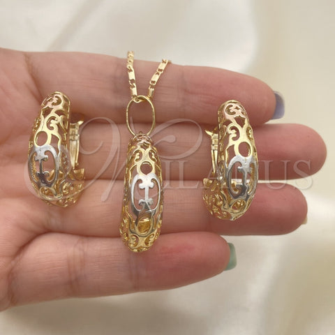Juego de Arete y Dije de Adulto 10.163.0006.1 Oro Laminado, Pulido, Tres Tonos