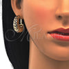 Juego de Arete y Dije de Adulto 10.163.0007 Oro Laminado, Diseño de Llave Griega, Pulido, Tono Dorado