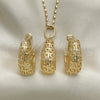 Juego de Arete y Dije de Adulto 10.163.0007 Oro Laminado, Diseño de Llave Griega, Pulido, Tono Dorado