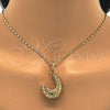 Juego de Arete y Dije de Adulto 10.163.0007.1 Oro Laminado, Diseño de Llave Griega, Pulido, Tres Tonos