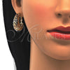 Juego de Arete y Dije de Adulto 10.163.0007.1 Oro Laminado, Diseño de Llave Griega, Pulido, Tres Tonos