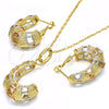 Juego de Arete y Dije de Adulto 10.163.0008.1 Oro Laminado, Pulido, Tres Tonos