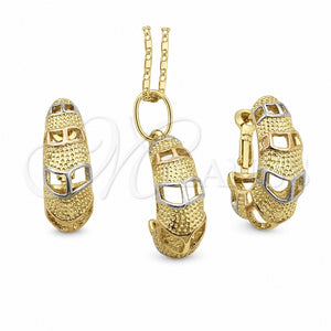 Juego de Arete y Dije de Adulto 10.163.0008.1 Oro Laminado, Pulido, Tres Tonos