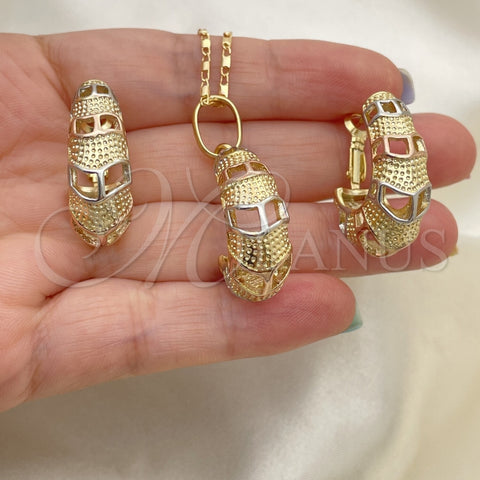 Juego de Arete y Dije de Adulto 10.163.0008.1 Oro Laminado, Pulido, Tres Tonos