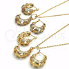 Juego de Arete y Dije de Adulto 10.163.0008.1 Oro Laminado, Pulido, Tres Tonos