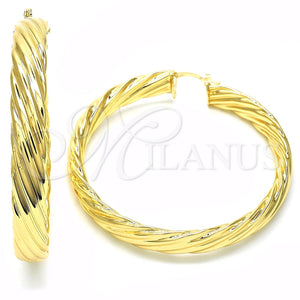Argolla Grande 02.261.0046.60 Oro Laminado, Diseño de Torcido, Pulido, Tono Dorado