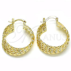 Argolla Pequeña 02.261.0065.25 Oro Laminado, Diseño de Torcido, Pulido, Tono Dorado