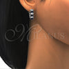 Argolla Huggie 02.217.0062.4.15 Rodio Laminado, con Zirconia Cubica Zafiro Azul y Blanca, Pulido, Rodinado