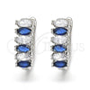 Argolla Huggie 02.217.0062.4.15 Rodio Laminado, con Zirconia Cubica Zafiro Azul y Blanca, Pulido, Rodinado