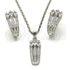 Juego de Arete y Dije de Adulto 10.217.0006 Rodio Laminado, con Zirconia Cubica Blanca, Pulido, Rodinado