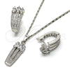 Juego de Arete y Dije de Adulto 10.217.0006 Rodio Laminado, con Zirconia Cubica Blanca, Pulido, Rodinado