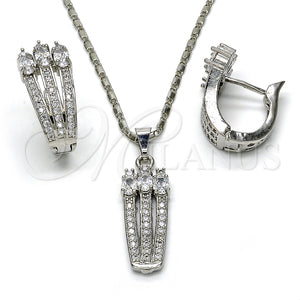 Juego de Arete y Dije de Adulto 10.217.0006 Rodio Laminado, con Zirconia Cubica Blanca, Pulido, Rodinado