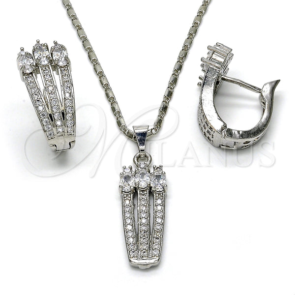 Juego de Arete y Dije de Adulto 10.217.0006 Rodio Laminado, con Zirconia Cubica Blanca, Pulido, Rodinado