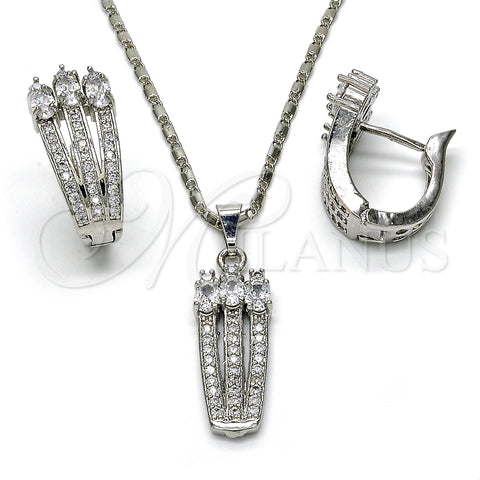 Juego de Arete y Dije de Adulto 10.217.0006 Rodio Laminado, con Zirconia Cubica Blanca, Pulido, Rodinado