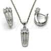 Juego de Arete y Dije de Adulto 10.217.0006 Rodio Laminado, con Zirconia Cubica Blanca, Pulido, Rodinado