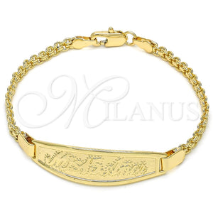 Pulsera con Placa 03.63.1899.07 Oro Laminado, Pulido, Tono Dorado (03 MM Thickness, 1 Inches Length)