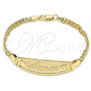 Pulsera con Placa 03.63.1900.07 Oro Laminado, Pulido, Tono Dorado (03 MM Thickness, 1 Inches Length)