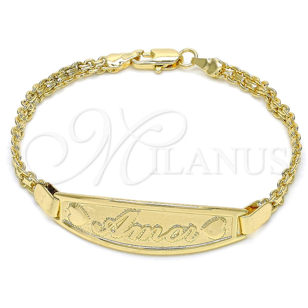 Pulsera con Placa 03.63.1900.07 Oro Laminado, Pulido, Tono Dorado (03 MM Thickness, 1 Inches Length)
