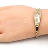 Tobillera con Placa 03.63.1900.1.07 Oro Laminado, Pulido, Tres Tonos (03 MM Thickness, 7 Inches Length)