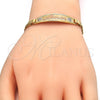 Tobillera con Placa 03.63.1900.1.07 Oro Laminado, Pulido, Tres Tonos (03 MM Thickness, 7 Inches Length)