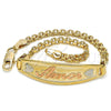 Tobillera con Placa 03.63.1900.1.07 Oro Laminado, Pulido, Tres Tonos (03 MM Thickness, 7 Inches Length)
