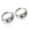Argolla Huggie 02.217.0044.4.20 Rodio Laminado, con Zirconia Cubica Zafiro Azul y Blanca, Pulido, Rodinado