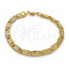 Pulsera Básica 03.145.0007.08 Oro Laminado, Pulido, Tono Dorado (05 MM Thickness, 1 Inches Length)
