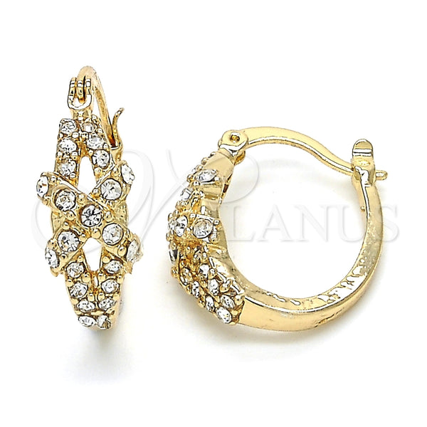 Argolla Pequeña 02.100.0084.20 Oro Laminado, con Blanca Cristal, Pulido, Tono Dorado
