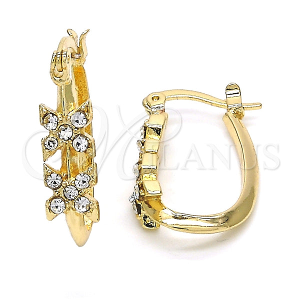 Argolla Pequeña 02.100.0086.15 Oro Laminado, con Blanca Cristal, Pulido, Tono Dorado