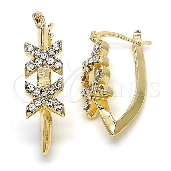 Argolla Pequeña 02.100.0088.15 Oro Laminado, con Blanca Cristal, Pulido, Tono Dorado