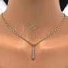 Juego de Arete y Dije de Adulto 10.156.0152 Oro Laminado, con Blanca Cristal, Pulido, Tono Dorado