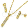 Juego de Arete y Dije de Adulto 10.156.0152 Oro Laminado, con Blanca Cristal, Pulido, Tono Dorado