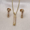 Juego de Arete y Dije de Adulto 10.156.0152 Oro Laminado, con Blanca Cristal, Pulido, Tono Dorado