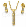 Juego de Arete y Dije de Adulto 10.156.0152 Oro Laminado, con Blanca Cristal, Pulido, Tono Dorado