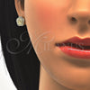 Juego de Arete y Dije de Adulto 10.156.0154 Oro Laminado, Diseño de Flor y Estrella, con Blanca Micro Pave, Pulido, Tono Dorado