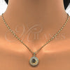 Juego de Arete y Dije de Adulto 10.156.0155 Oro Laminado, Diseño de Corazón, con Blanca Micro Pave, Pulido, Tono Dorado