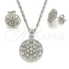 Juego de Arete y Dije de Adulto 10.156.0160.1 Rodio Laminado, con Zirconia Cubica Blanca, Pulido, Rodinado