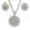 Juego de Arete y Dije de Adulto 10.156.0160.1 Rodio Laminado, con Zirconia Cubica Blanca, Pulido, Rodinado
