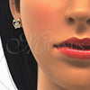 Juego de Arete y Dije de Adulto 10.156.0093.1 Oro Laminado, Diseño de Búho, con Blanca Micro Pave, Pulido, Tono Dorado