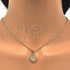 Juego de Arete y Dije de Adulto 10.156.0170 Oro Laminado, Diseño de Corazón, con Blanca Micro Pave, Pulido, Tono Dorado
