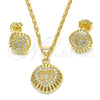 Juego de Arete y Dije de Adulto 10.156.0170 Oro Laminado, Diseño de Corazón, con Blanca Micro Pave, Pulido, Tono Dorado